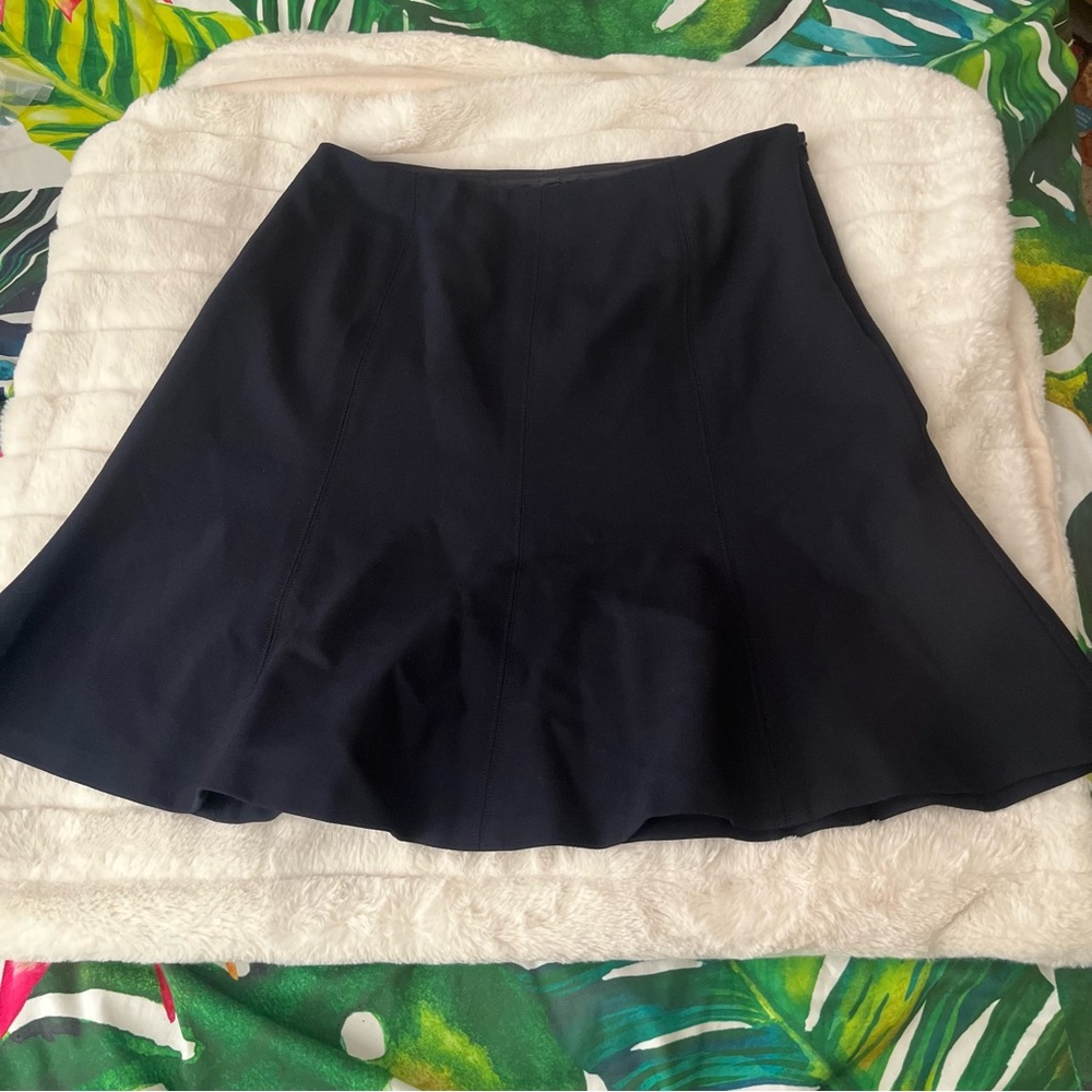 NWT Brooks Brothers 8 Red Fleece Wool Blend  Navy Seamed Side Zip Skater Skirt